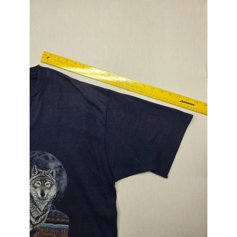 Vintage 90s Timber Wolf T‑Shirt XL Cotton Grove USA Made Wildlife Moon Flaw Seam